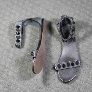 NWOT Vince Camuto Gret Size 9B Jeweled Silver Ankle Strap Sandals